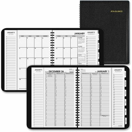 AT-A-GLANCE Triple-View Weekly Calendar, Simulated Leather - Black AT464839